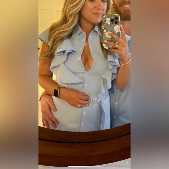 L'ABEYE POAWDER BLUE RUFFLE MIDI DRESS 💎 - Picture 2 of 3